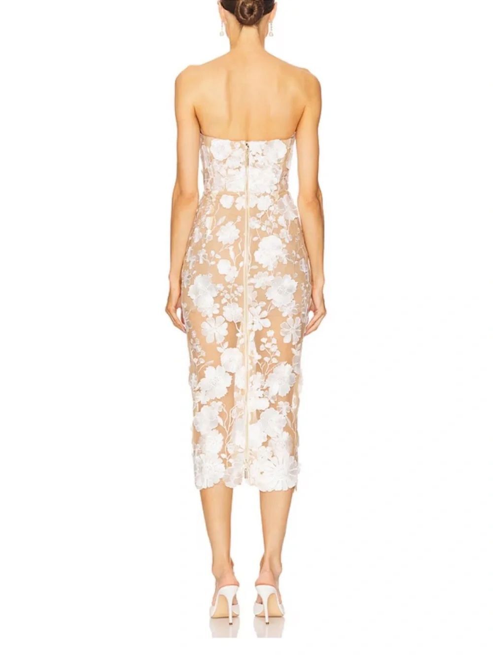Bronx and Banco Jasmine Midi Dress in White size large NWT - Picture 5 of 9
